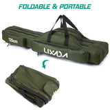 Lixada Fishing Rod Case 3 Layers Oxford Fishing Rod Bag Portable Folding Fishing Rod Carrier Case Fishing Reel Tackle Storage Travel Bags(90cm/120cm/150cm)