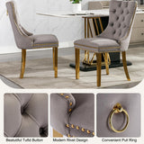 SSLine White Faux Marble Round Dining Table Set for 4 with Velvet Chairs
