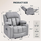 FLEXISPOT XL31 Power Lift Recliner Chair for Elderly, Electric Lift Chair with Massage & Heat, PU Leather Reclining Sofa w/Cup Holders, Side Pockets for Living Room Bedroom(Medium Size,Gray)