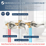 3 Handles Shower Faucet Set with Tub Spout Bathtub Shower Faucet Combo Set Shower System Complete Tub and Shower Trim Kit Brushed Nickel Wall Mounted Shower Fixtures