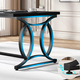 HSH Home Office Computer Desk, Black Modern Wood Metal Writing Desk 47 Inch