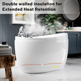 Empava 59-Inch Freestanding Air Jetted Bathtub with Micro Bubble Hydrotherapy | Oval Japanese SPA Design, Pre-Molded Seat, Luxury Soaking Tub,Glossy White
