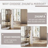 ZHUNFA Arched Full Length Mirror with Solid Wood Frame, 71x32 Farmhouse Wall Mirror Full Length with Stand, Vertical Hanging, Leaning Standing for Bedroom, Living Room, Rustic White