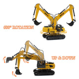 Fistone RC Semi Truck & Excavator Toy Set, 2.4Ghz Remote Control Flatbed Truck with Excavator Toys, 1:24 RC Semi-Trailer Engineering Tractor with Sound and Lights, Construction Vehicles Toy for Boys
