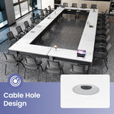 Folding Conference Table with Wheels, Flip-Top Mobile Training Table Modular Conference Room Tables, Space Saving Seminar Meeting Tables for Office School Business Classroom(White 4PCS 47.2in)