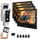 ANJIELO SMART Wired Video Intercom System,10 Inch Touch Monitor with 1080P HD Doorbell Camera,Apartment Door Phone Kit,Support Motion Detechtion RFID Card Unlocking for Home (2 doorbell + 4 Monitor)