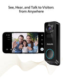 Security Video Doorbell Camera Wireless (Chime Included), No Monthly Fee, Dual Cameras 2K FHD with Motion Detection, 2-Way Audio PHILIPS
