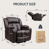 FLEXISPOT XL31 Power Lift Recliner Chair for Elderly, Electric Lift Chair with Massage & Heat, Faux Leather Reclining Sofa for Living Room Bedroom, Brown