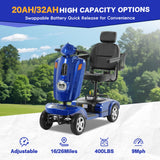 MobiCyc Heavy Duty Mobility Scooter for Adults & Seniors, 500W Motor, 20/30 Miles Long Range, 450 LBS Capacity, Removable Lithium Battery, 10" All-Terrain Tires, with Windshield & Suspension