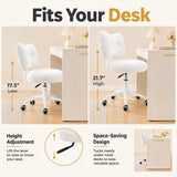 White Desk Chair with Wheels, Comfy Office Chair with Back for Bedroom