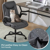 Ergonomic Home Office Desk Chair, Back Support Swivel Executive Office Chair with Wheels and Flip-Up Armrests