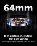 SHARDOR Professional 64mm Burr Coffee Grinder with 100 Grind Settings and All-Metal Chamber, Coffee Bean Grinder with Adjustable Electronic Timer and LED Display, Anti-Static,Black, 120V Only
