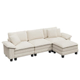PHI VILLA Sectional Cloud Couch L Shaped 4-Seat Modular Sofa with Ottoman