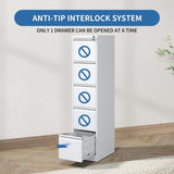 FLIXELIO 5 Drawer File Cabinet with Lock,Metal File Cabinet for Home Office