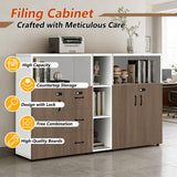 File Cabinet with Password Lock, Wood Lateral Filing Cabinet for Letter/A4 Files, 3 Drawer with Door