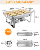 4-Pack 8QT Stainless Steel Chafing Dish Buffet Set - Rectangular Food Warmer and Server with Water Pan & Fuel Holder - Portable Chafer for Catering, Parties, Weddings - 4-Piece Set 1/1 Plate