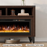 LUXOAK 65" Farmhouse TV Stand with 60" Electric Fireplace for TVs up to 75"