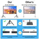 VntB 120 inch Projector Screen with Stand, Portable Outdoor Projection Screen Rear Front Movie Screen with Carry Bag Wrinkle-Free 16:9 4K Washable for Indoor Home Theater, Backyard Movie Night