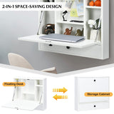 Wall-Mounted Computer Desk, Floating Desk with Storage Drawer & Shelves