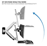 Mount-It! Dual Monitor Wall Mount, Keyboard Tray & CPU Holder, Sit-Stand