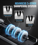LEFUGO Electric Knife Sharpener for Kitchen Knives, Detachable Sharpening Head, 3-Stage Knife Sharpener Electric, 100% Diamond Abrasive, 15-Degree Precision Angle, Fast Sharpening, Polish (Silver)