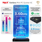 MeLE Fanless Mini PC Quieter 4C N150, 16GB RAM 512GB Storage, Win11 Pro