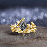 Oseew Kite Cut Engagement ring set Rutilated quartz rings for women(Rutilated quartz)