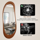 WallBeyond Asymmetrical Full Length Wooden Mirror, 22.5" x 63" Irregular Solid Wood Wall Mirror, Boho Decor for Bedroom Living Room Entryway, Mid-Century Modern, Natural