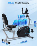 Recumbent Exercise Bike for Seniors - 400LB Weight Capacity Recumbent Bikes with Comfortable Seat, Pulse Sensor, 16-level Resistance, LCD Monitor