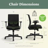 Lumbar Support, Synchro‑Tilt Desk Chair with Wheels for Home Office or Computer Use, Black Frame