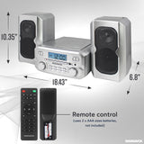 Magnavox 3-Piece Compact CD Shelf System with Digital FM Stereo Radio, Bluetooth Wireless Technology, and Remote Control in Silver | LCD Display | AUX Port Compatible