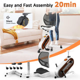HitGo Office Exercise Bike Desk Chair,330 lbs Heavy Duty Under Desk Bike with 9-Level Height Adjustable Seat 24.4"-33.8",8-Level Resistance & Rolling Wheels,Quiet Fitness Chair for Home Office,White
