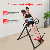 Inversion Table, 330.7lbs Capacity Heavy Duty Inversion Table Heavy Duty Strength Training Inversion Equipment w/Headrest & Adjustable Protective Belt for Back Pain Muscle Tension (Black + Red)