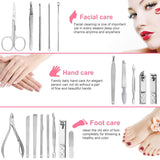 Yougai Manicure Set Professional Nail Clippers Set, 18Pcs Manicure Kit Stainless Steel Nail Kit for Women, Pedicure Set Nail Grooming Kit with Travel Case