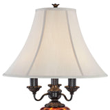 Barnes and Ivy Rhys 34" Tall Large Traditional End 3-Way Table Lamps Set of 2 Bronze Finish Metal Tortoise Shell Glass Off-White Shade Living Room Bedroom Bedside Nightstand House Office Home