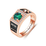 Oseew 2027 Men Graduation Class High School Ring (Rose Gold)