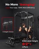 Mikolo F4 2.0 Power Cage with Dual-Track Smooth Pulley System, 1200LBS Power Rack with Leg Hold-Down for Heavy LAT Pulldowns, All-in-One Squat Rack