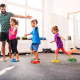 Fasmov 6 Pack Balance Pod, Balance Trainer Dots for Squat Touch Downs, Core Body Balancing, Inflatable Stepping Pads, 1 Hand Pump Fasmov