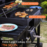 Sophia & William Extra Large Charcoal BBQ Grills with 794 SQ.IN. Cooking Area, Heavy Duty Outdoor Barbecue Grill, Black