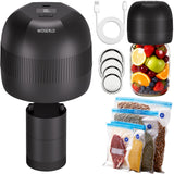 WOSERLD 3 in1 Electric Mason Jar Vacuum Sealer Kit, For wide Mouth & Regular Mouth Mason Jars. Portable Jar Vacuum Sealer, For Vacuum Food Bags, Vacuum Lunch Box (Dark Black)