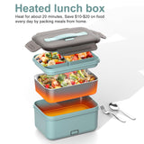 WisaKey Electric Heated Lunch Box for Car Truck Home 1.8L 100W Portable Food Warmer with 12V/24V/110V/220V Hot Meal for Work Travel Jobsite Camping Gifts Fathers Day for Dad Husband Adults Men Woman