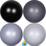 Leyndo 4 Pcs 26 Inch Yoga Exercise Ball Pilates Pregnancy Birthing Fitness Ball with Quick Pump Anti Burst for Improved Posture, Balance, Yoga, Pilates, Training(Gray Black Set)