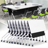 Folding Mobile Conference Room Table, 8 Pack 55.1”x21.65”x29.5” Flip Top Training Desk with 4 Locking Wheels, for Office Meeting Room Classroom