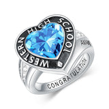 Oseew 2027 Class Graduation Ring Women High School College (White Gold)