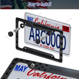 BGGTMO American Flag License Plate Frames- 2 Pack Black Grey Patriotic USA Aluminum Car Tag Holder Cover for Front Rear, with Screws Caps