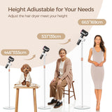 Hair Dryer Stand, 1.68M Height Adjustable Blow Dryers Holder, Ultra Stable Holder with 360° Rotating, Universal Clips, Work with All Dryer, Floor Dryer Stand for Salons or Home Use(White)