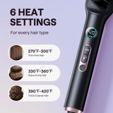 Wavytalk Hair Straightener Brush, Sleek Sweep Ionic Straightening Brush, Anti-Scald Ceramic Straightener Comb with LED Display for Super Smooth Hair, Dual Voltage, Rose Gold.