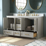 DELUXE LIVING 60 Inch Bathroom Vanity with Double Sink Combo, Greige