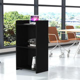 Podium Stand - Portable Podium Stand with 4 Rolling Wheels, Pulpits for Churches with Adjustable Shelf, Hostess Stand (Black) aboxoo