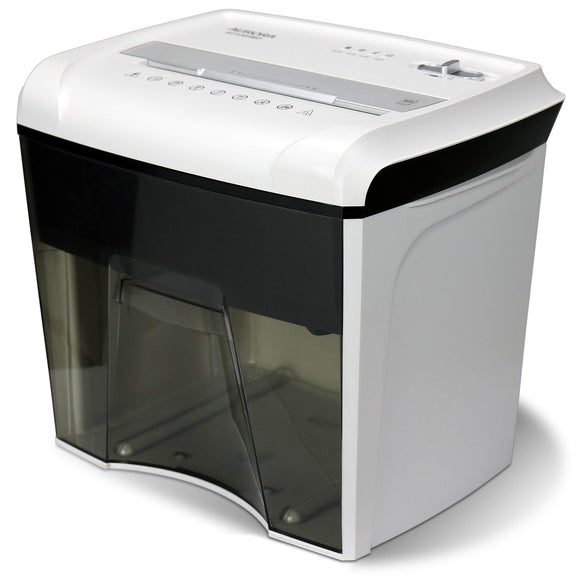 AU1285MD Compact Desktop-Style High Security 12-Sheet Micro-Cut Paper and CD/Credit Card/Junk Mail Pullout Basket Shredder, White/Black Aurora